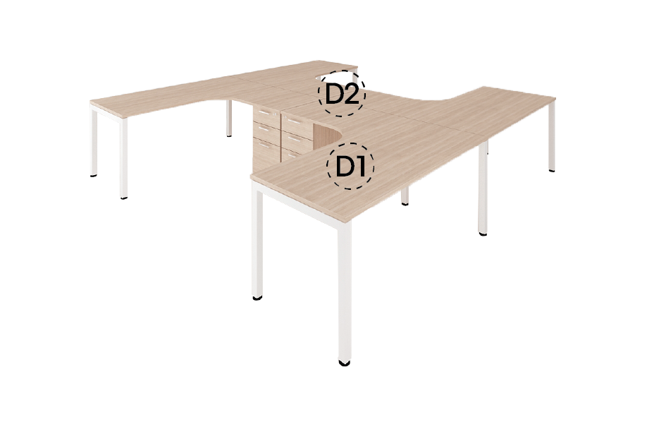 L Shape Cluster of 4 - Type A c/w Fixed Pedestals 2D1F (Niel)