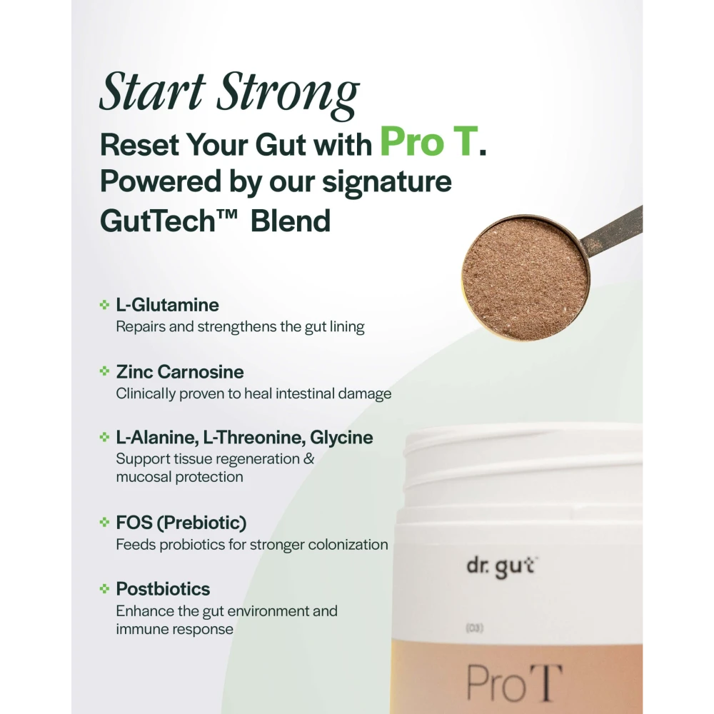 Dr Gut™ Pro T (Protein Powder, Probiotic, Gut Support, Digestive Enzymes, Fiber)