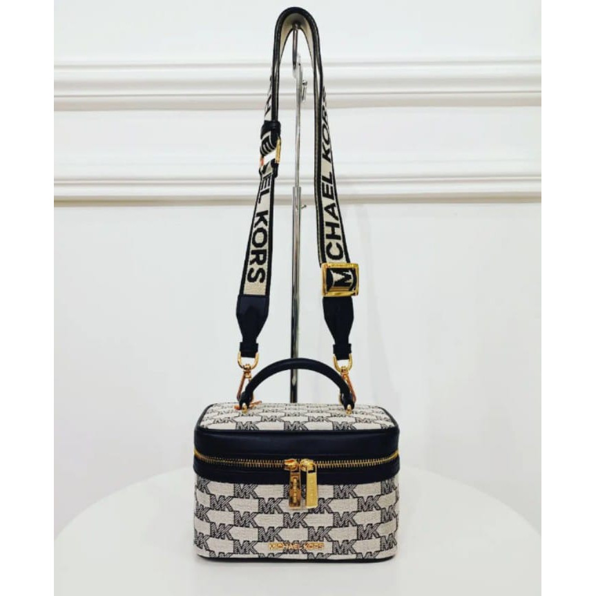 MICHAEL MICHAEL KORS JET SET ITEM MIRELLA SMALL LOGO JACQUARD TOILETRY POUCH