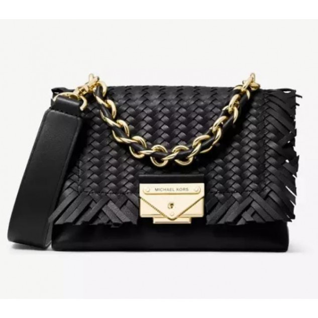 MICHAEL MICHAEL KORS CECE WOVEN EXTRA-SMALL LEATHER CROSSBODY BAG