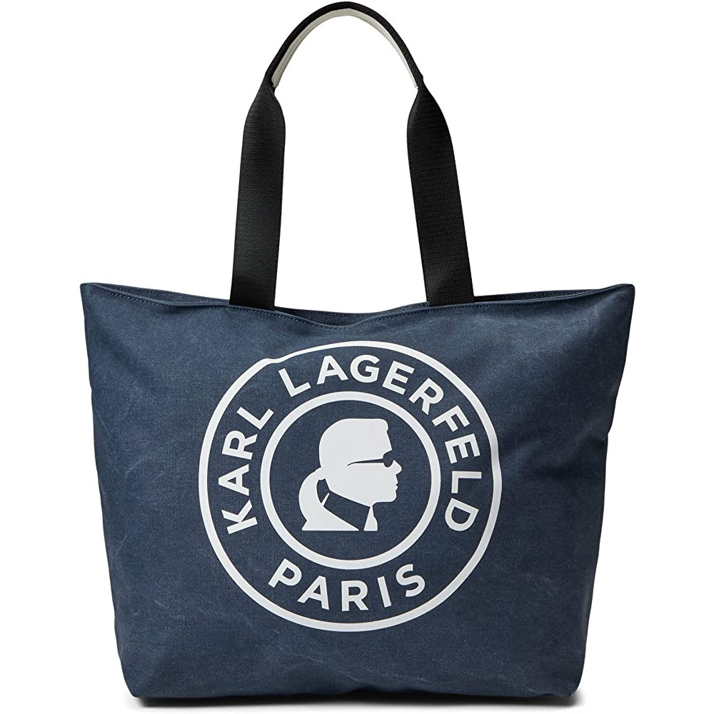 KARL LAGERFELD PARIS KRISTEN ICONIC AMOUR ZIPPER CANVAS TOTE