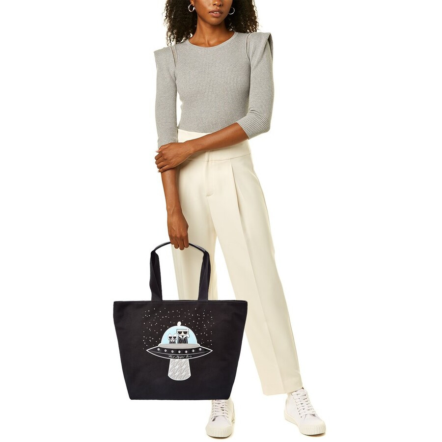 KARL LAGERFELD PARIS KRISTEN ICONIC AMOUR ZIPPER CANVAS TOTE