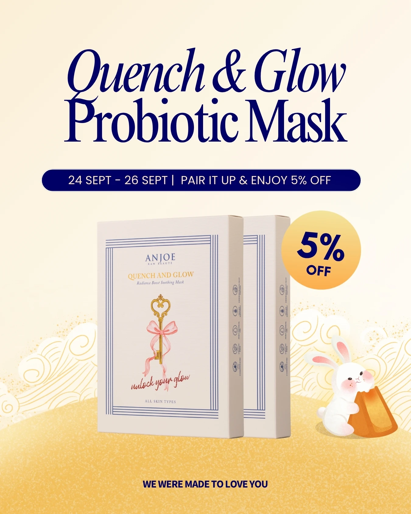 QUENCH AND GLOW PROBIOTIC MASK 5PCS
