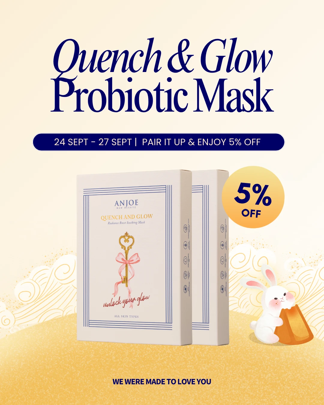 QUENCH AND GLOW PROBIOTIC MASK 5PCS