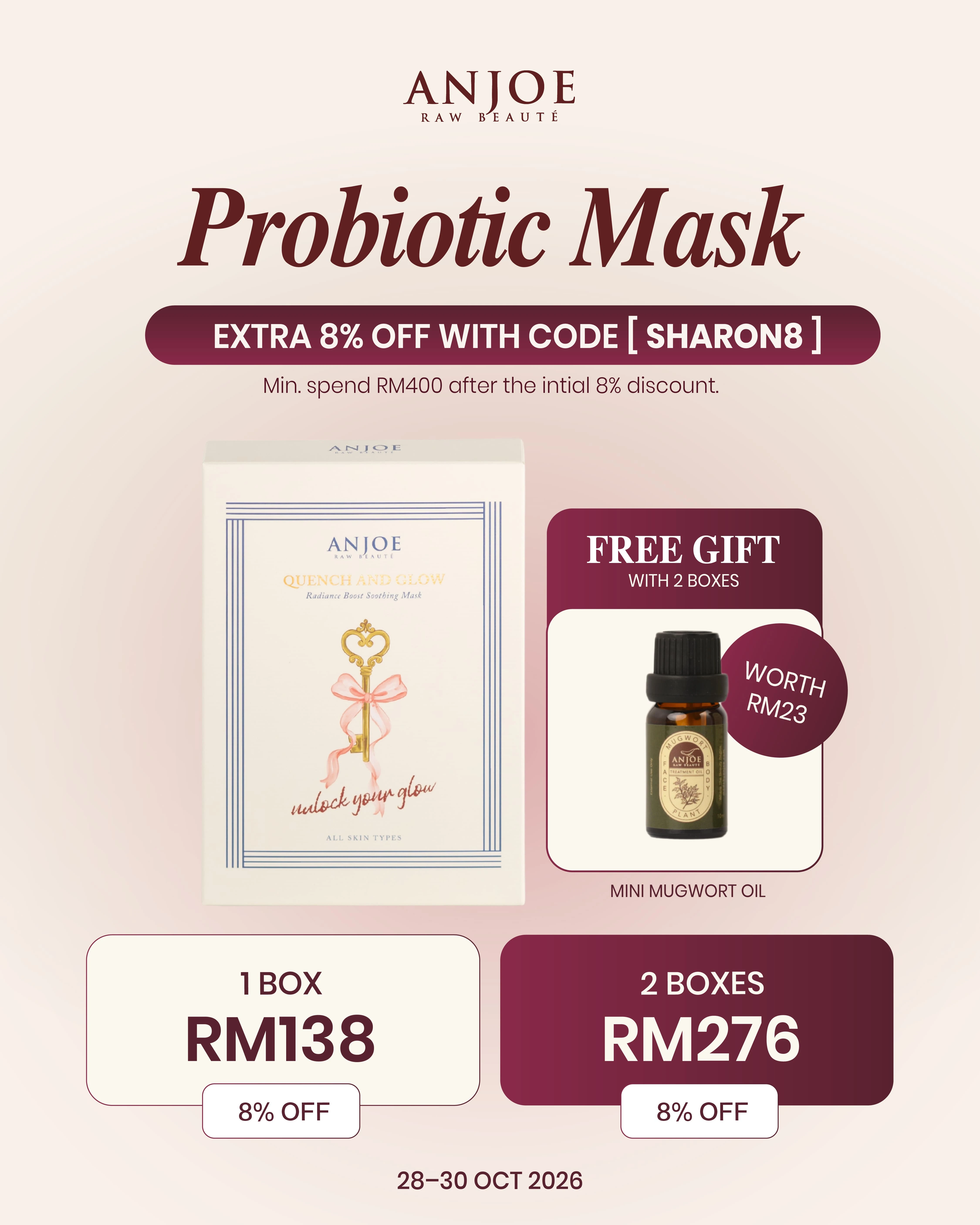 QUENCH AND GLOW PROBIOTIC MASK 5PCS (S)